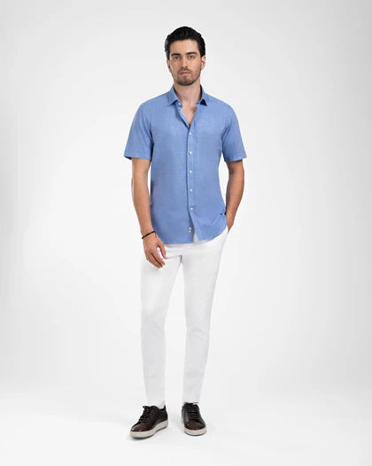 ام کی کالکشن پیراهن آستین کوتاه mk-22967-dark-blue