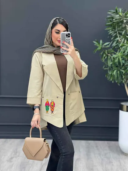 مانتو داکرون جیب گلدوزی بغل چاک