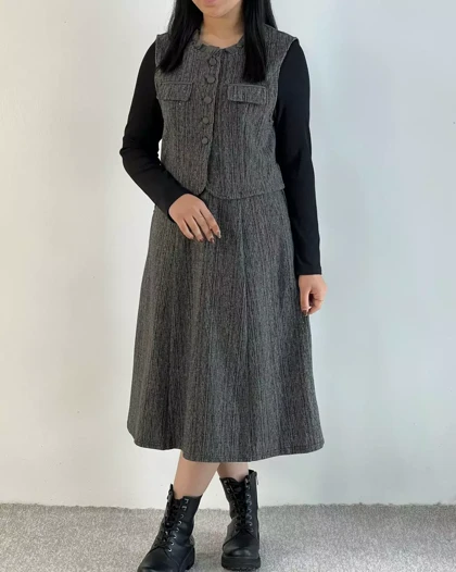 ست سارافن و جلیقه فول نگین کد 5469