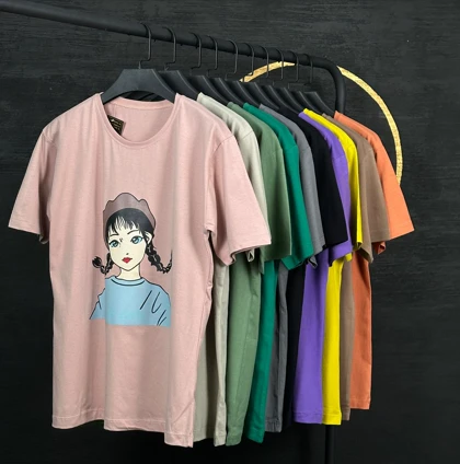 تیشرت زنانه نخ پنبه طرح دختر