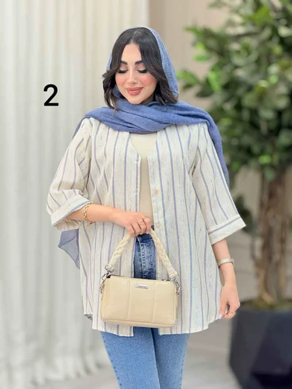 شومیز آستین پاکتی طرح دار