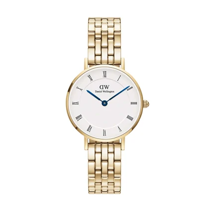 ساعت دنیل ولینگتون زنانه فلزی گرد طلایی سفید ایندکس یونانی DW-5503-L