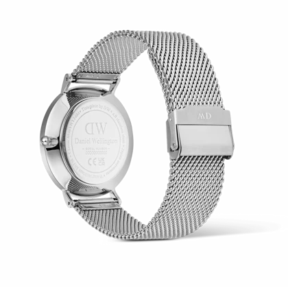 ساعت مچی مردانه دنیل ولینگتون مدل DW00100828 Classic Day Display Sterling Champagne قاب 40 میلی‌متری نقره‌ای با صفحه شامپاینی و بند حصیری