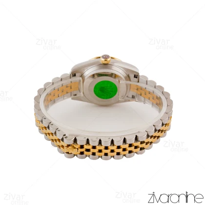 ساعت رولکس دیت جاست زنانه دورنگ طلایی صفحه طوسی 104849