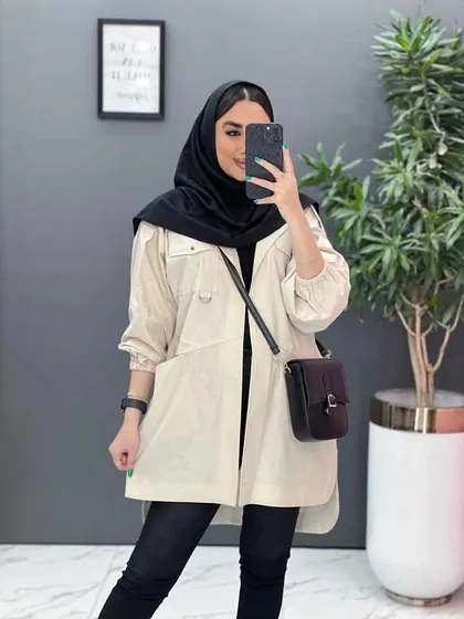 مانتو لینن آستین کش چهار جیب
