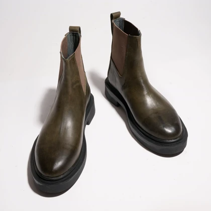 نیم بوت چرم مردانه سبز مدل rafael