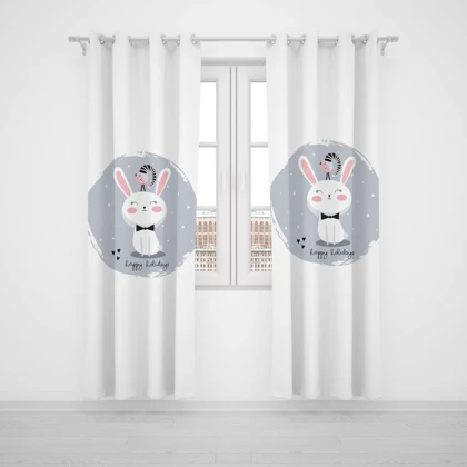 پرده پانچی اتاق کودک برند مینوریا کیدز طرح خرگوش کد p-232