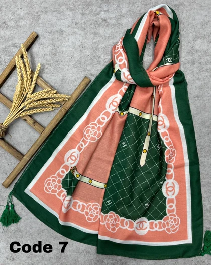 شال نخ پنبه رنگ هلویی 3582