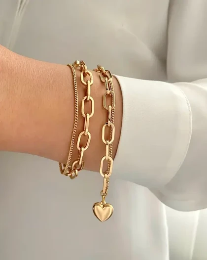 دستبند دو لاین آویز قلب ژوپینگ