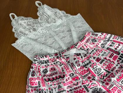 ست نیم‌تنه گیپور و شلوارک مدل 143