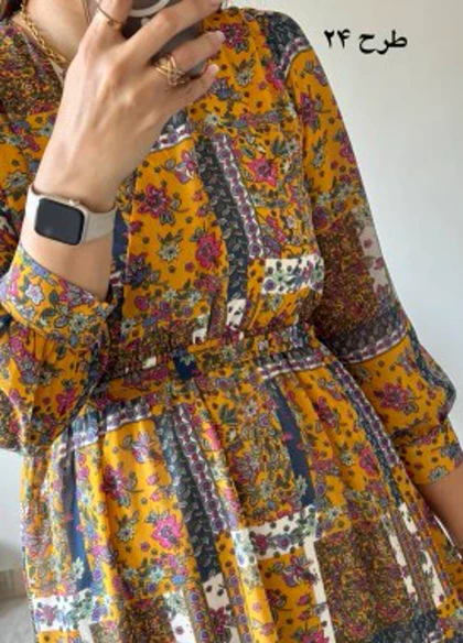 پیراهن حریر سرمه سری 11