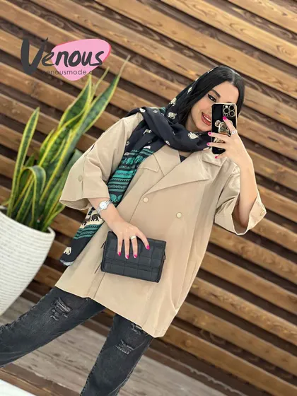 مانتو لینن کتی آستین دکمه