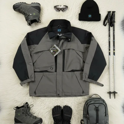 SIZE XXL - XL کاپشن اسکی بلند اورجینال از برند معتبر BLACK ICE امریکا