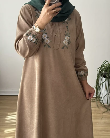 پیراهن مخمل کبریتی بابونه