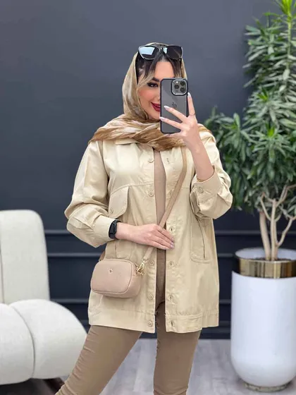 مانتو کتان جیب پیله نیکا