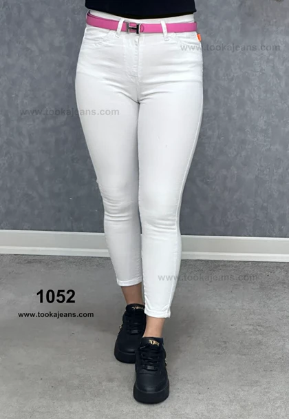 شلوار جین اسکینی سفید قد90
