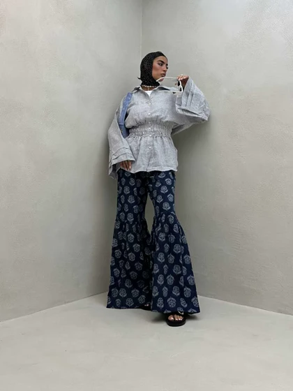 شومیز لینن کمرکش