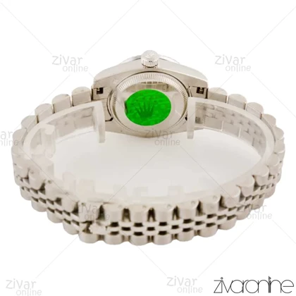 ساعت رولکس دیت جاست زنانه سیلور صفحه سبز نگینی اسمال 104509