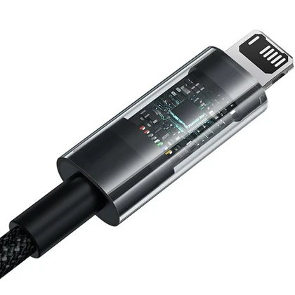 کابل فست شارژ USB به لایتنینگ 20 وات 2.4 آمپر یک متری طرح شفاف بیسوس CB000117