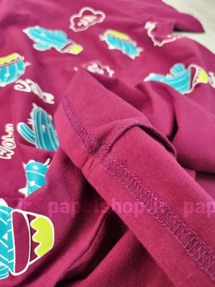 کراپ یقه گرد طرح کاکتوس