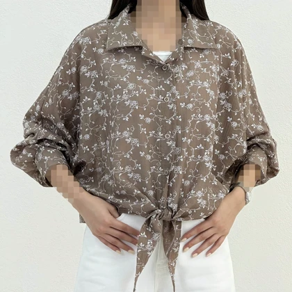 شومیز زنانه گره‌ای طرح گل | آی بولک