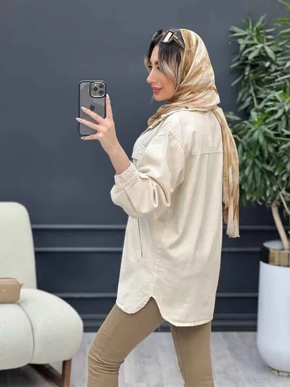 مانتو کتان مداد رنگی