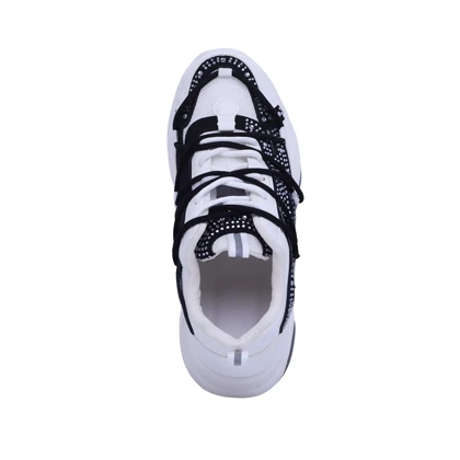 کتانی زنانه نگین‌دار مدل رامونا_سفید مشکی کد 7232