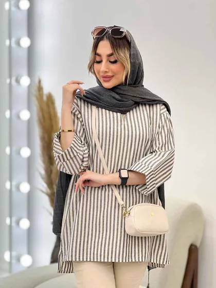 مانتو راه راه لمه دار