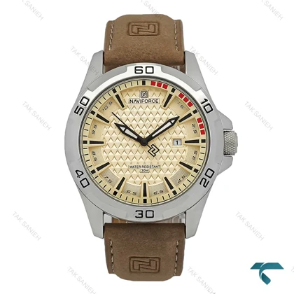 ساعت مچی مردانه نیوی فورس NF8023 بند جیر نسکافه ای NaviForce-7672-G