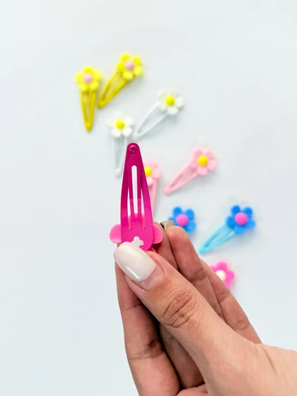 گیره مو تق تقی گل‌دار بسته دو عددی