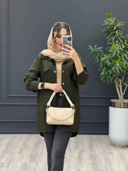 مانتو لینن جیب نما بغل سه دکمه