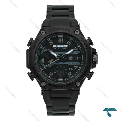 ساعت مردانه هامر 1444 دوزمانه بند فلزی مشکی Hummer-7537-G