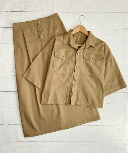 ست کت و دامن کتان کد 3244