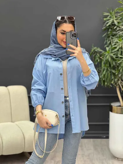 مانتو لینن آستین کش دو جیب