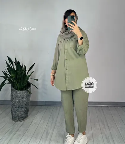 مانتو مداد رنگی پسته (ایراددار)