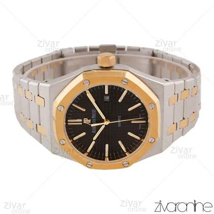 ساعت اودمار پیگه (AP) مردانه نقره ای طلایی صفحه مشکی 105584