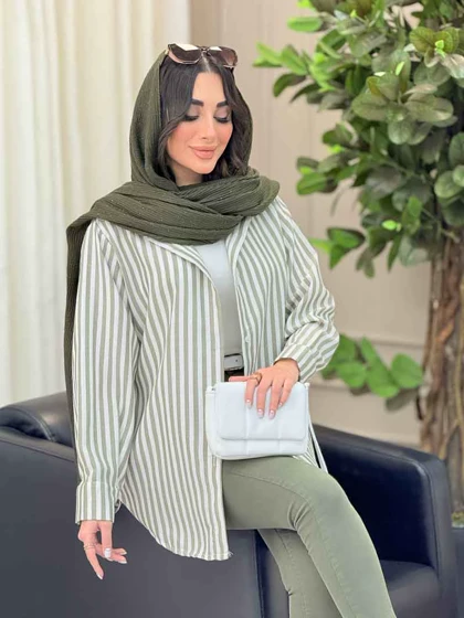 شومیز راه راه پشت دکمه