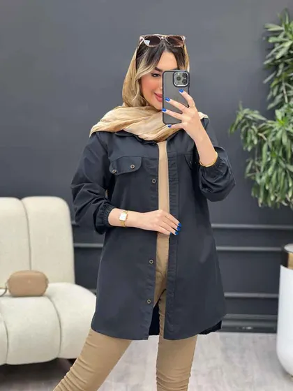 مانتو جیب نما بغل زیپ طنین