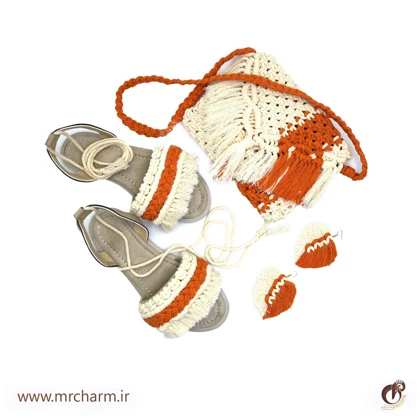 ست صندل و کیف بافت زنانه mrc2416-06