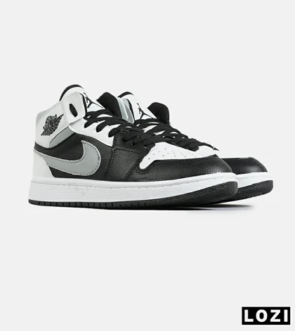 کفش کتانی ساق‌دار مردانه و زنانه سفید مشکی طوسیNIKE jordan 1 مدل 7689