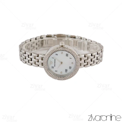 ساعت امپریو آرمانی زنانه سیلور دورنگین صفحه سفید 105180