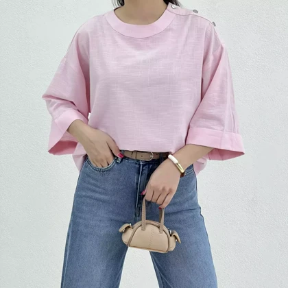 بلوز زنانه سرشانه دکمه