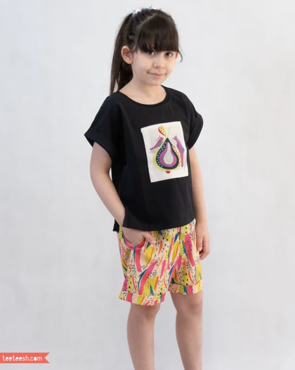 ست تیشرت و شلوارک طرح گلابی