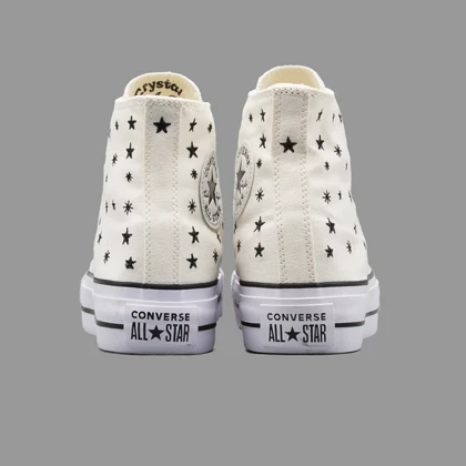 کانورس پلتفرم ستاره ای سفید ساق‌دار Converse Platform Stars White Hightop