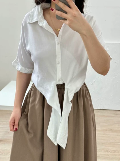 شومیز سیلک گره