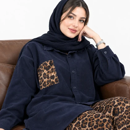 ست مانتو و شلوار زنانه مخمل کبریتی پلنگی کد 184