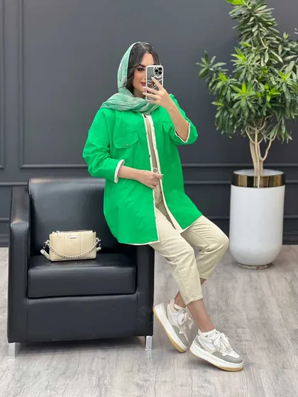 مانتو ترکیبی آستین پیله