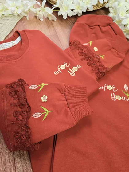 بلوز شلوار دخترانه طرح لاله گلدوزی