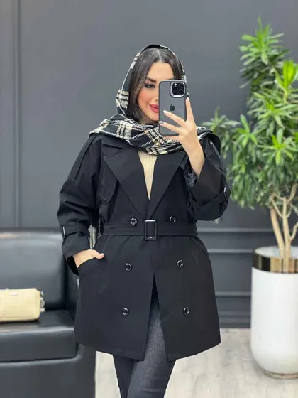 بارانی شش دکمه ژیله گرد کوتاه