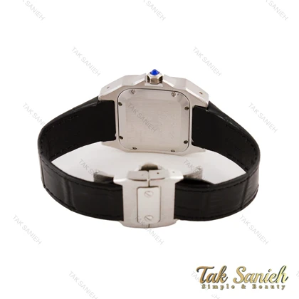 ساعت کارتیر سانتوس 100 زنانه سیلور مشکی بند چرم Cartier-5594-L